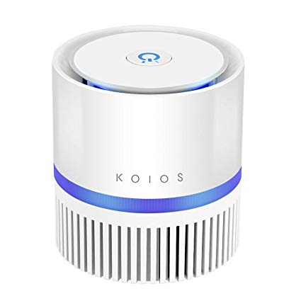 KOIOS Air Purifier, Desktop Air Filtration with True HEPA Filter, Compact Home Air Cleaner for Rooms and Offices,Odor Allergen Allergies Eliminator, with 2 Speeds,100% Ozone Free(Air Purifier-White)