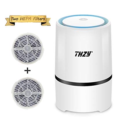 Desktop Air Purifier with True 2 HEPA Filters,THZY Portable Air lonizer USB Small Air Purifier with Night Light for Rooms and Offices,Reduces Allergens, Pollen, Dust, Mold, Pet Dander, Smoke and Odors