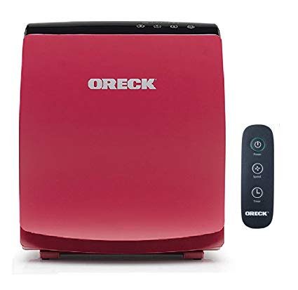 Oreck AirVantage PLUS True HEPA, Charcoal and VOC Air Purifier and Allergen Remover For Small To Medium Sized Room (Red)