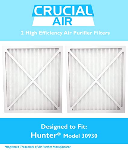 2 Hunter 30930 Air Purifier Filter, Fits Hunter Models: 30200, 30201, 30205, 30250, 30253, 30255, 30256, 30350, 30374, 30375, 30377, 30380, 30390, 37255 & 37375, Designed & Engineered by Crucial Air