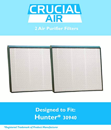 2 Hunter 30940 Air Purifier Filters Fit Models 30210, 30214, 30215, 30216, 30225, 30260, 30398, 30400 & 30401, Designed & Engineered by Crucial Air