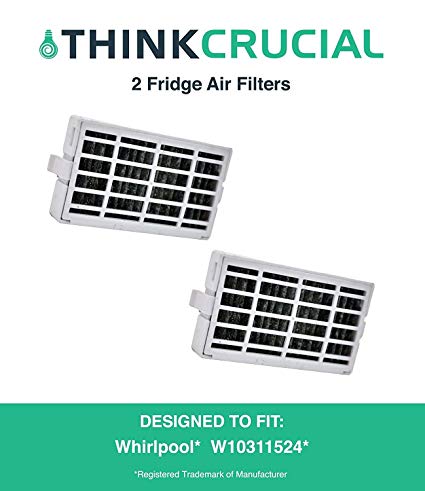 2-pack Refrigerator Air Filters fits Whirlpool Air1 Fresh Flow Compare to Part # W10311524, 2319308 & W10335147, Designed & Engineered by Crucial Air